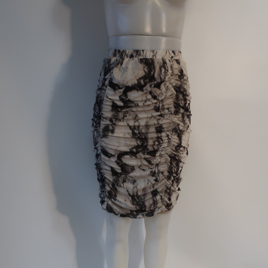 Nwt Womens Walter Baker Black, Gray Shirred Pencil Skirt S